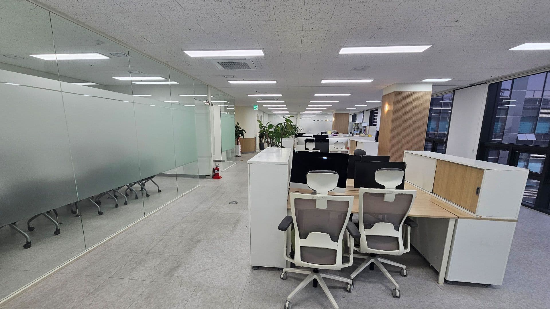 Meeting room and desks